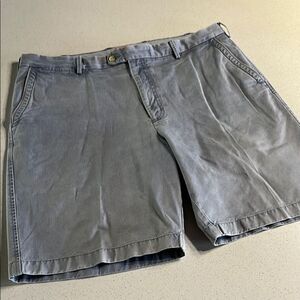 Peter Millar Gray Flat Front Pima Cotton Shorts with Modern Style Mens 38
